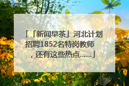 「新闻早茶」河北计划招聘1852名特岗教师，还有这些热点……