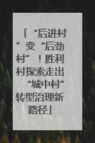 “后进村”变“后劲村”！胜利村探索走出“城中村”转型治理新路径