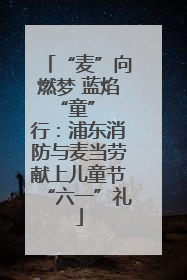 “麦”向燃梦 蓝焰 “童” 行：浦东消防与麦当劳献上儿童节“六一”礼