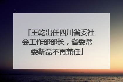 王乾出任四川省委社会工作部部长，省委常委靳磊不再兼任