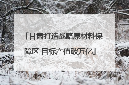 甘肃打造战略原材料保障区 目标产值破万亿