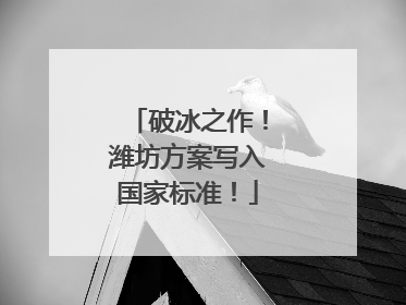 破冰之作！潍坊方案写入国家标准！