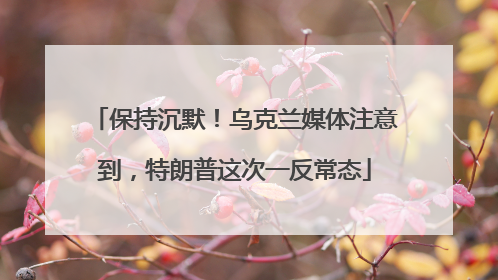 保持沉默！乌克兰媒体注意到，特朗普这次一反常态