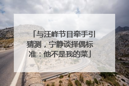 与汪峰节目牵手引猜测，宁静谈择偶标准：他不是我的菜
