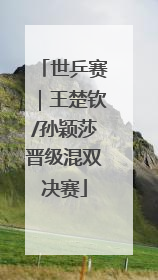 世乒赛｜王楚钦/孙颖莎晋级混双决赛