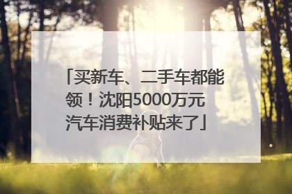 买新车、二手车都能领！沈阳5000万元汽车消费补贴来了