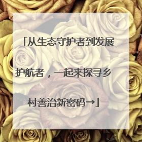 从生态守护者到发展护航者，一起来探寻乡村善治新密码→