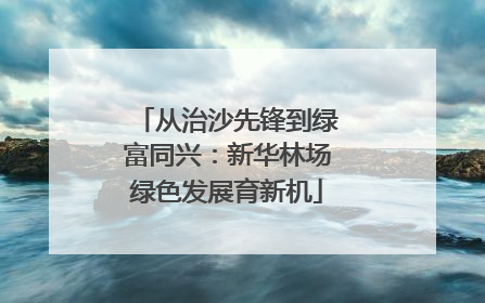 从治沙先锋到绿富同兴：新华林场绿色发展育新机
