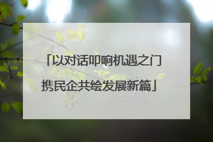 以对话叩响机遇之门 携民企共绘发展新篇