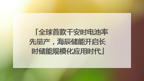 全球首款千安时电池率先量产，海辰储能开启长时储能规模化应用时代