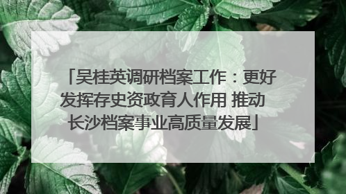 吴桂英调研档案工作：更好发挥存史资政育人作用 推动长沙档案事业高质量发展