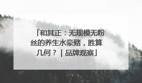 和其正：无规模无粉丝的养生水豪赌，胜算几何？｜品牌观察