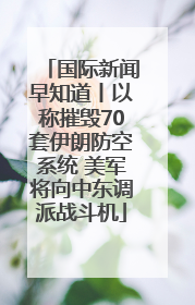 国际新闻早知道丨以称摧毁70套伊朗防空系统 美军将向中东调派战斗机