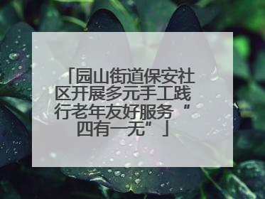 园山街道保安社区开展多元手工践行老年友好服务“四有一无”