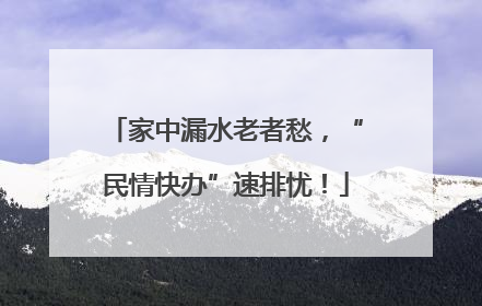 家中漏水老者愁，“民情快办”速排忧！