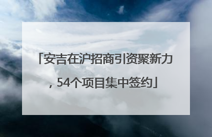 安吉在沪招商引资聚新力，54个项目集中签约