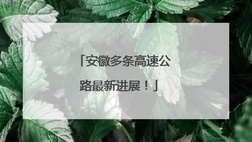 安徽多条高速公路最新进展！