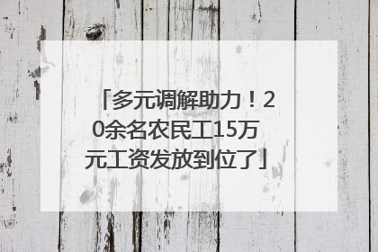 多元调解助力！20余名农民工15万元工资发放到位了