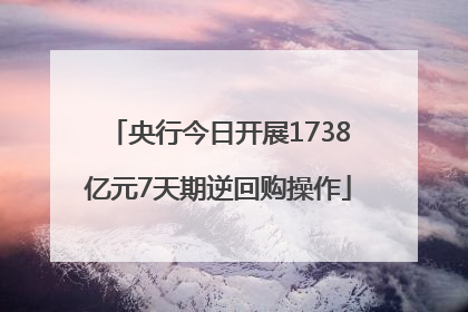 央行今日开展1738亿元7天期逆回购操作