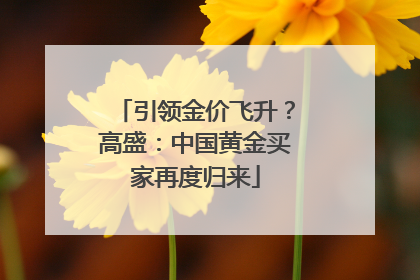 引领金价飞升？高盛：中国黄金买家再度归来