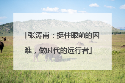 张涛甫：挺住眼前的困难，做时代的远行者