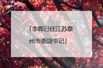 李晖已任江苏泰州市委副书记