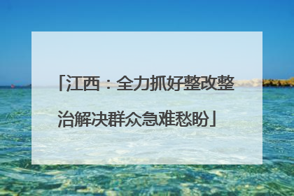 江西：全力抓好整改整治解决群众急难愁盼