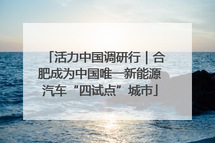 活力中国调研行｜合肥成为中国唯一新能源汽车“四试点”城市