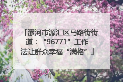 漯河市源汇区马路街街道：“96771”工作法让群众幸福“满格”