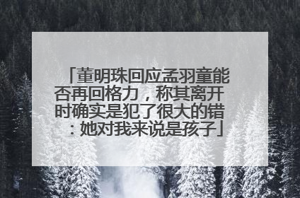 董明珠回应孟羽童能否再回格力，称其离开时确实是犯了很大的错：她对我来说是孩子