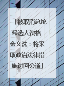 被取消总统候选人资格 金文洙：将采取政治法律措施讨回公道