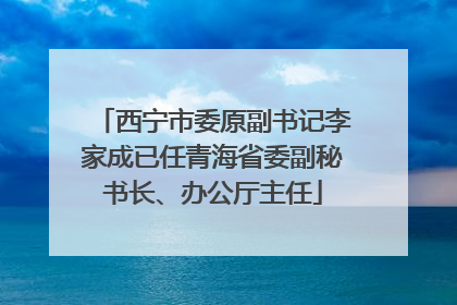 西宁市委原副书记李家成已任青海省委副秘书长、办公厅主任