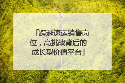 跨越速运销售岗位，高挑战背后的成长型价值平台