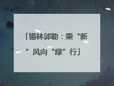 锡林郭勒：乘“新”风向“绿”行