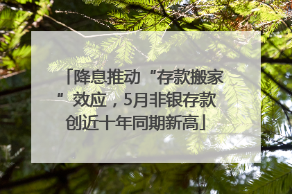 降息推动“存款搬家”效应，5月非银存款创近十年同期新高