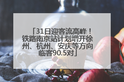 31日迎客流高峰！铁路南京站计划增开徐州、杭州、安庆等方向临客90.5对